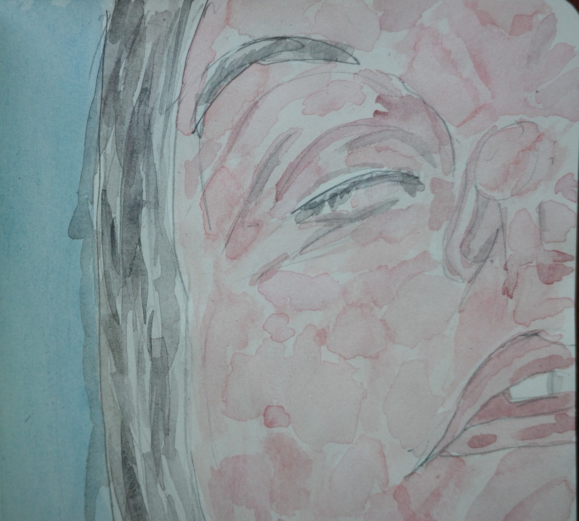 Watercolour portrait in profile